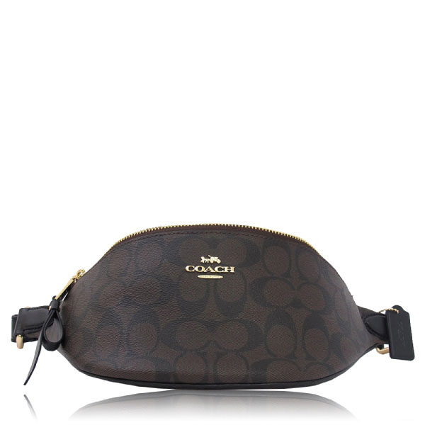 COACH 經典 PVC / 斜背 / 腰包_深咖啡