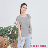 Red House 蕾赫斯-條紋打結上衣(黑色)