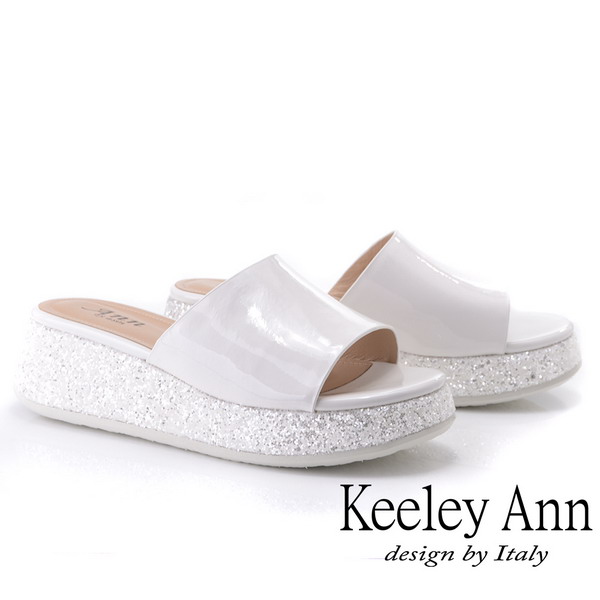Keeley Ann氣質名媛 素面亮粉點綴厚底拖鞋(白色921772440-Ann系列)