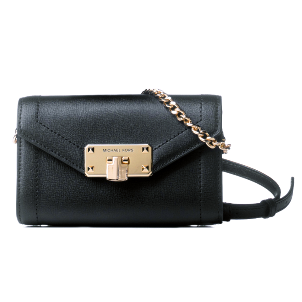 MICHAEL KORS 新款小香風金扣鍊包-黑色