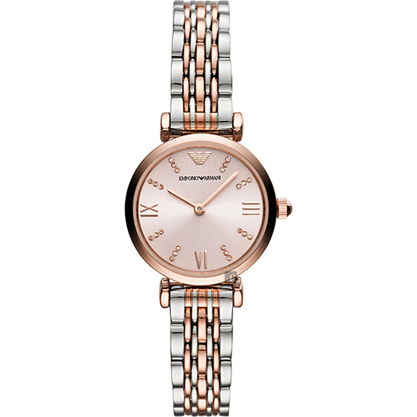 Emporio Armani 義式羅馬風情晶鑽女錶-雙色/28mm AR11223