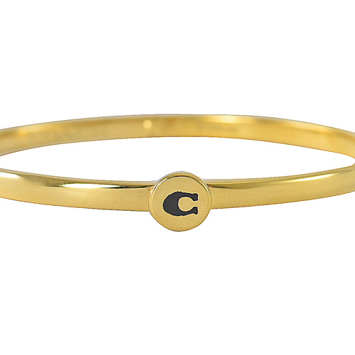 COACH 新款 經典C LOGO 造型細版手環.金