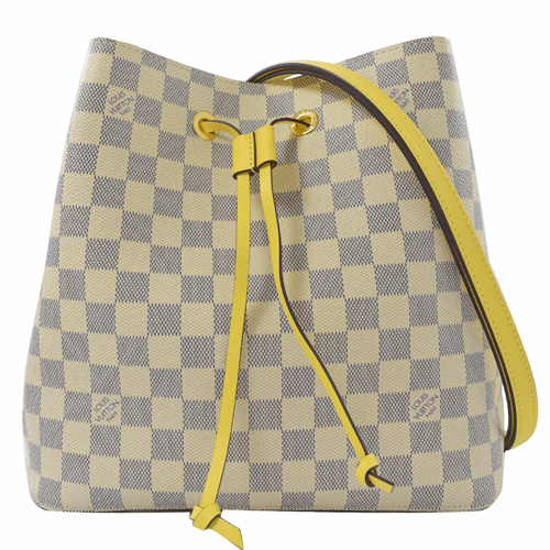 Louis Vuitton LV N40151 Neonoe 白棋盤格紋肩斜兩用水桶包.黃色 _現貨