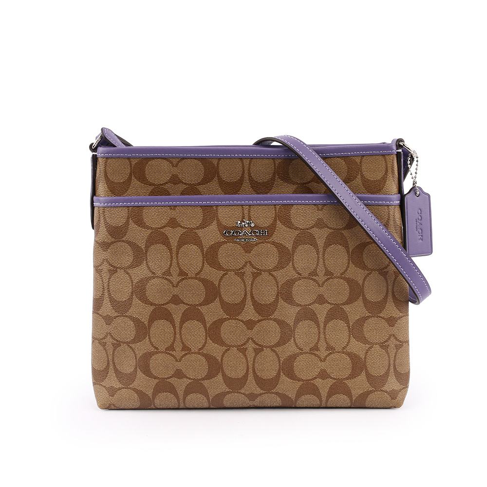 【COACH】PVC LOGO斜背包(薄款)(粉紫色) F29210 SVOIK