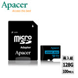 【二入組】Apacer宇瞻 128GB MicroSDXC R100/W80MB UHS-I U3 V30 4K記憶卡