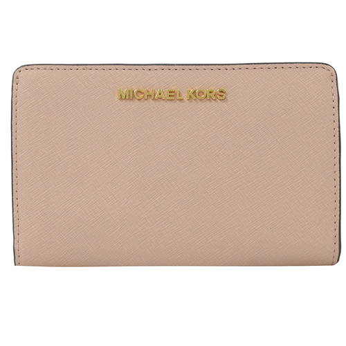 MICHAEL KORS Jet Set Travel 扣式雙折中夾.芭蕾粉