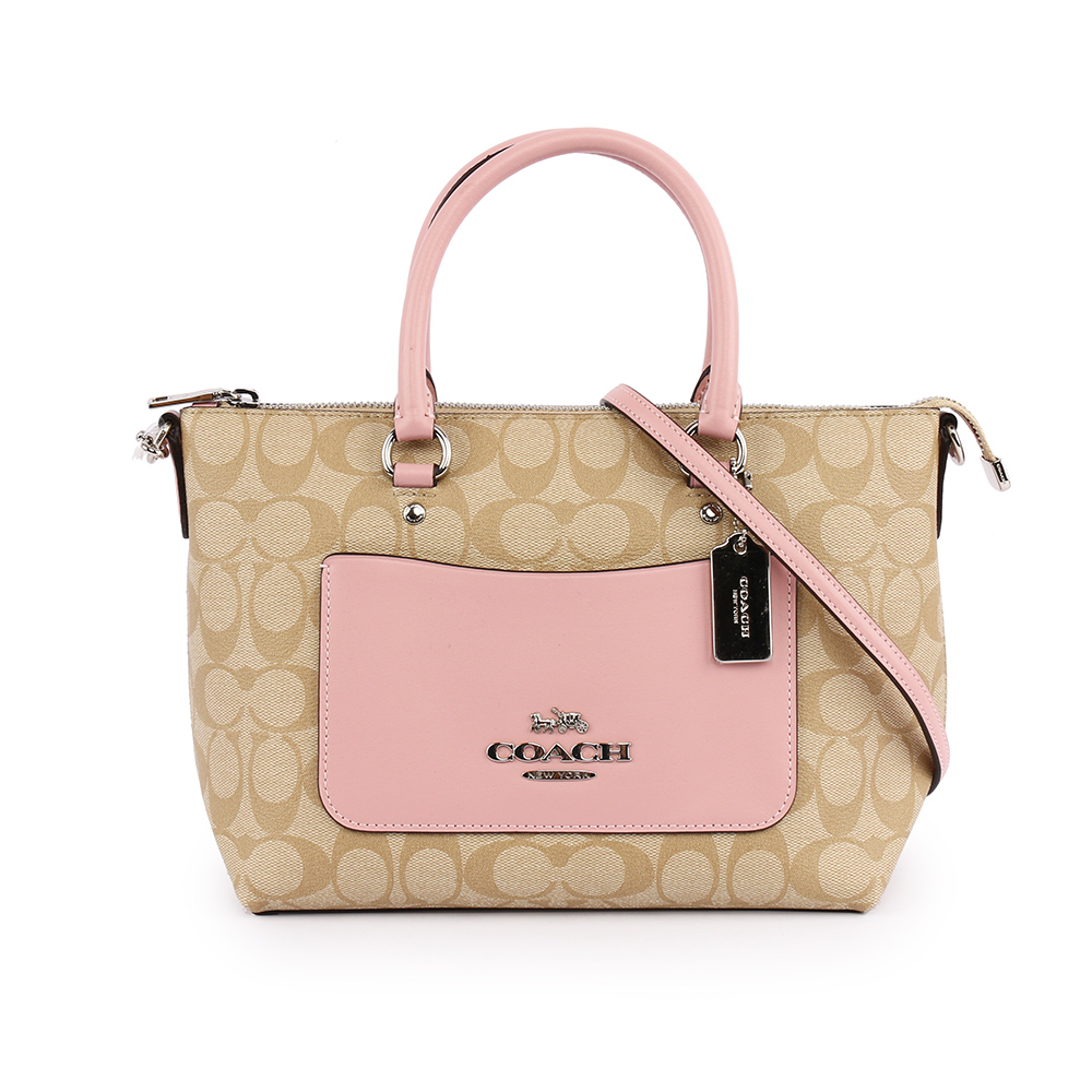 【COACH】馬車LOGO口袋皮革二用包(BABY粉) F38089 SVOSA