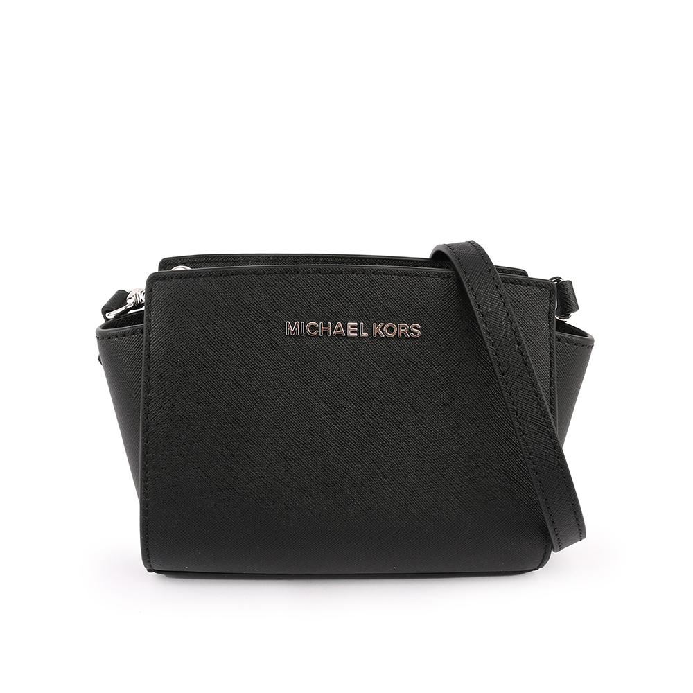 【MICHAEL KORS】防刮皮革selma斜背包(迷你)(黑色) 35H8SLMC0L BLACK
