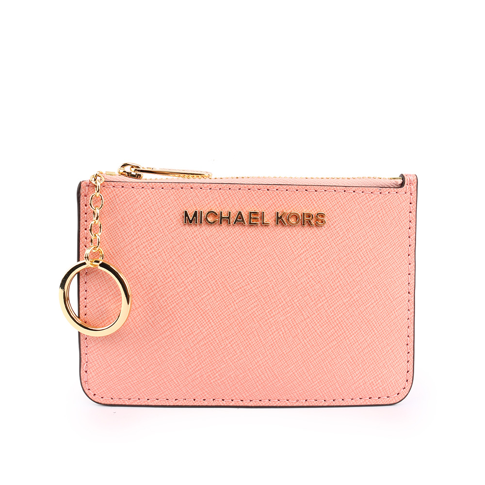 【MICHAEL KORS】素面皮革零錢包/卡夾/鑰匙包(粉色) 35F7GTVU1L PALR PINK