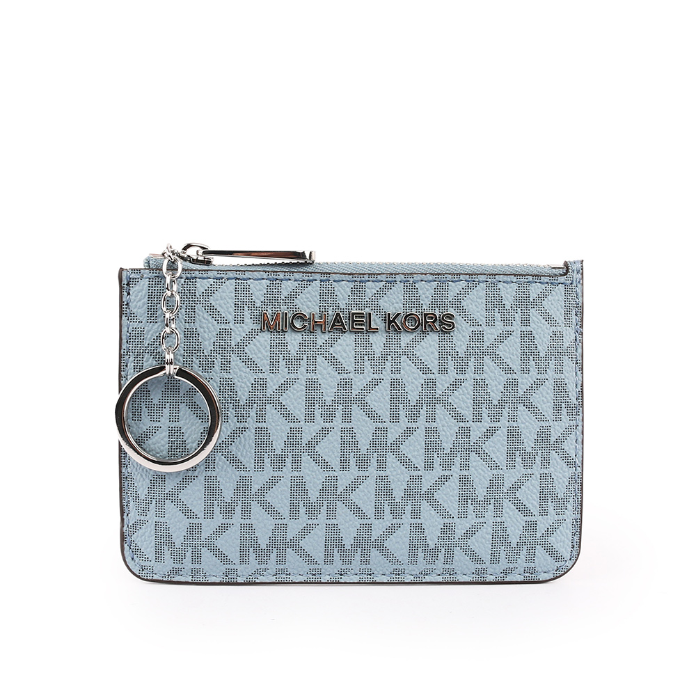 【MICHAEL KORS】拼字LOGO皮革零錢包/卡夾/鑰匙包(藍色) 35F8STVP1B BL/NAVY