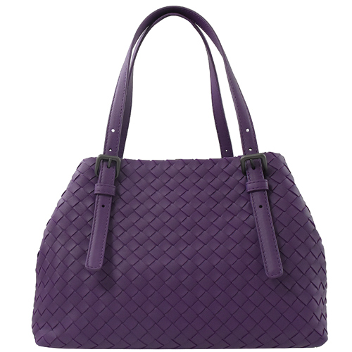 BOTTEGA VENETA 手工編織小羊皮造型托特包.紫