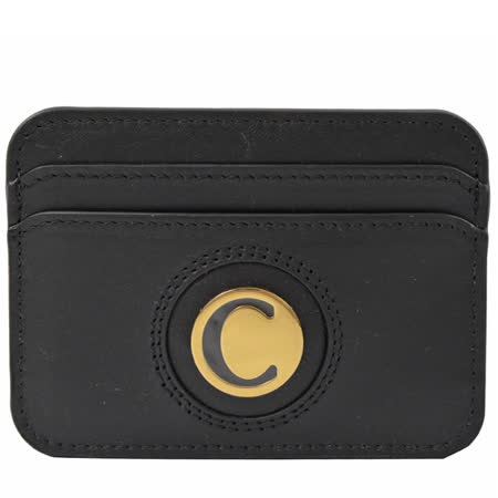 CHLOE 經典C LOGO 全牛皮信用卡名片夾.黑