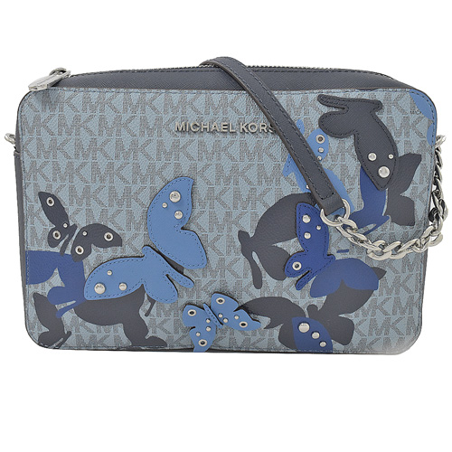 MICHAEL KORS BUTTERFLIES 蝴蝶鉚釘斜背方包.海軍藍