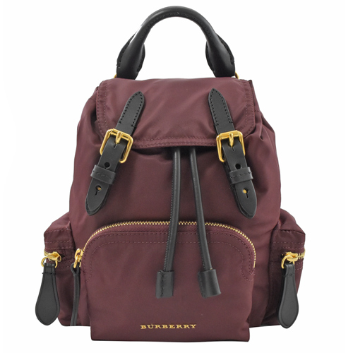 BURBERRY The Rucksack 側背後背兩用包.酒紅