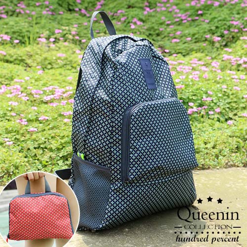 DF Queenin日韓 - 韓風休旅輕盈時刻可折疊後背包-共2色