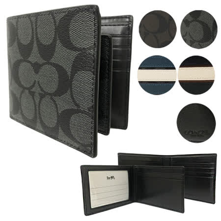 COACH男款牛皮8卡短夾附證件夾