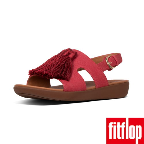 【FitFlop】H-BAR TASSEL CANVAS BACK-STRAP SANDALS 激情紅