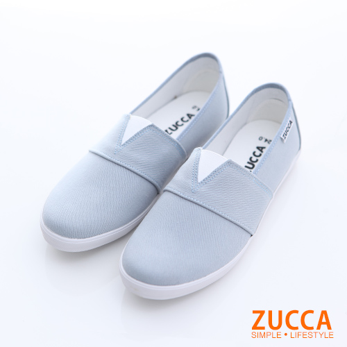 ZUCCA【z6622be】素皮革開岔平底包鞋-藍色