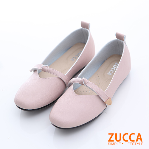 ZUCCA【z6628pk】圓方頭繫繩平底包鞋-粉色