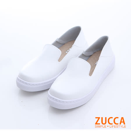 ZUCCA
純色皮革厚底平底鞋-白色