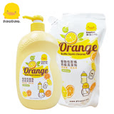 黃色小鴨《PiyoPiyo》植物性甜橘奶瓶洗潔劑超值組【罐裝1000ml+補充包800ml】