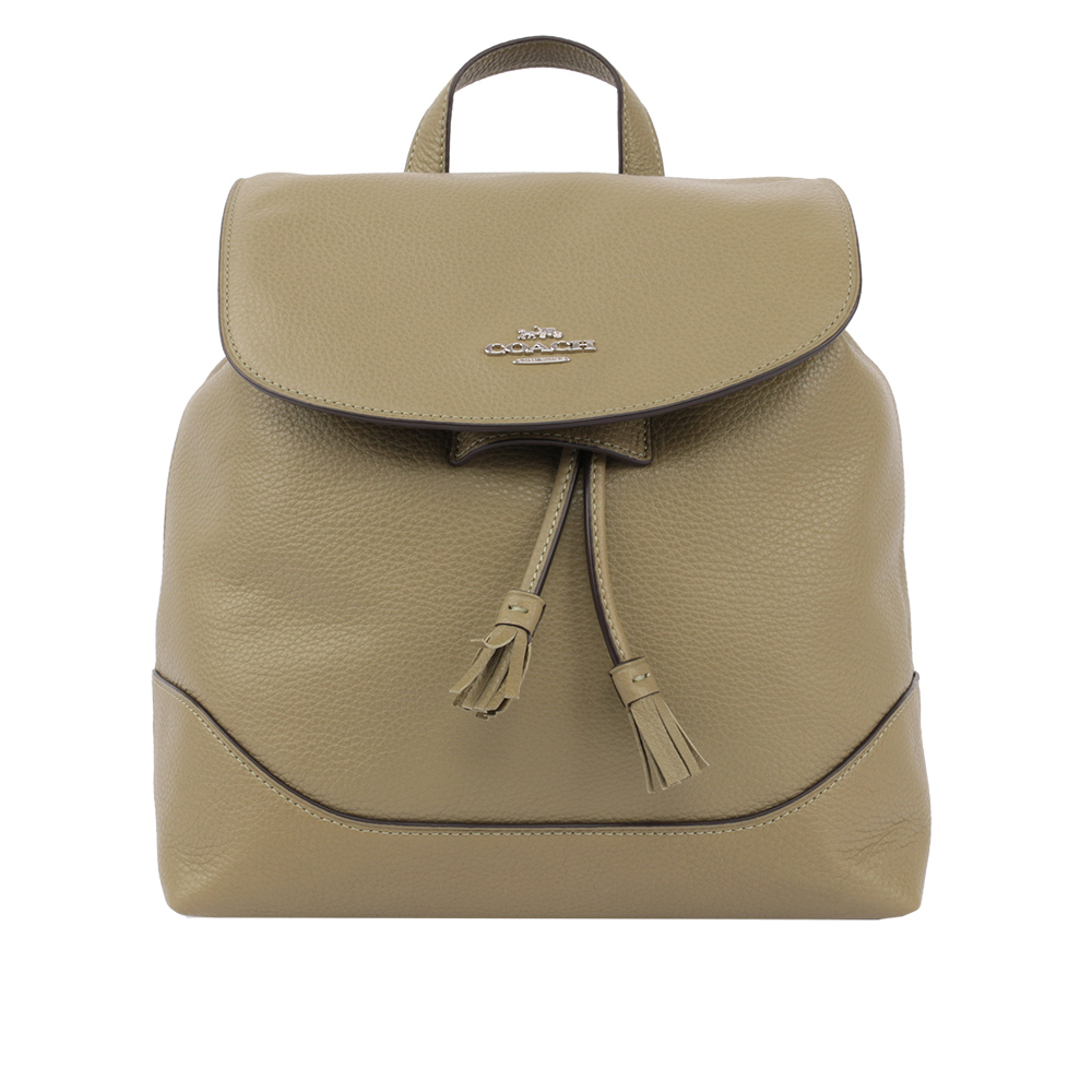 【COACH】ELLE皮革流蘇後背包(綠色) F72645 SVONP