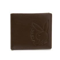 PLAYBOY- 基本短夾(附拉鍊零錢袋)   rabbithead系列-咖啡色