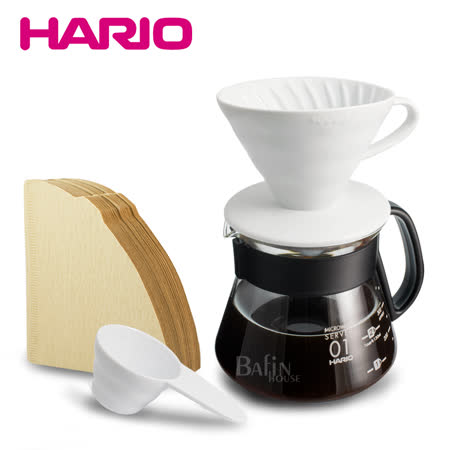 【HARIO】2人份  陶瓷濾杯 濾紙 咖啡壺組