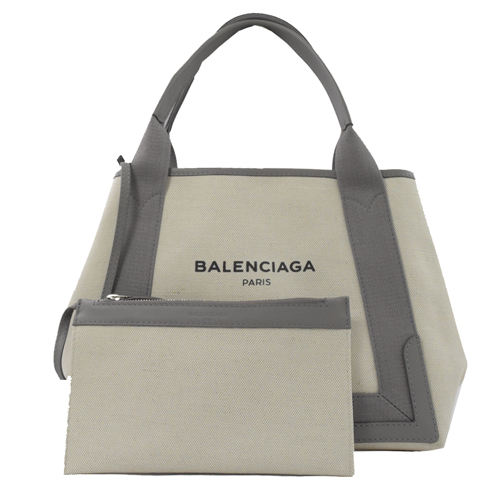 BALENCIAGA 巴黎世家 NAVY系列帆布皮飾邊手提托特包.灰邊