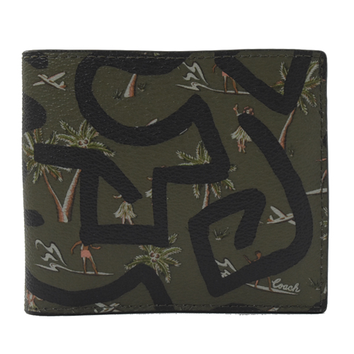 COACH Keith Haring 聯名限量六卡短夾.綠 (專櫃款)