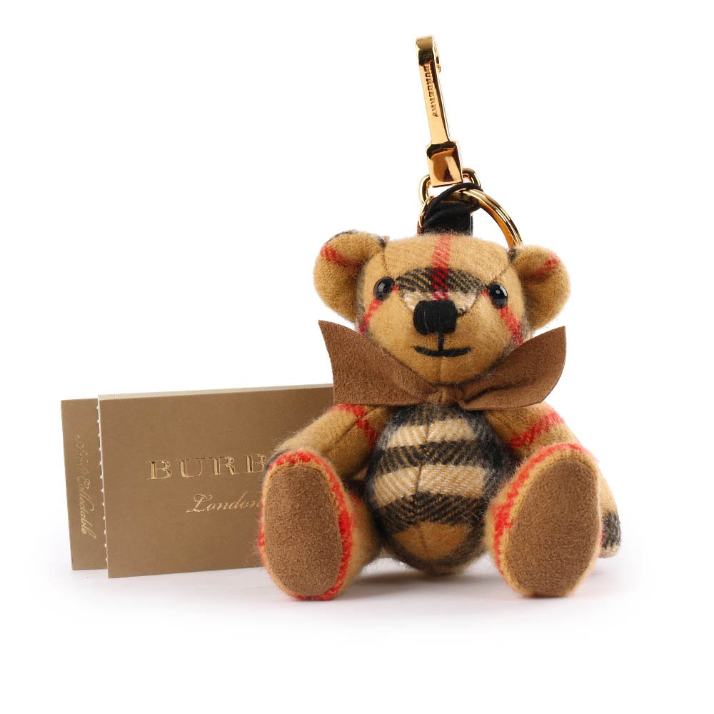 【BURBERRY】Vintage 格紋喀什米爾 Thomas 泰迪熊吊飾/Key圈 8003322