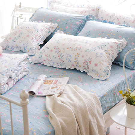 OLIVIA《 VIVIEN 》標準單人床包荷葉枕套兩件組