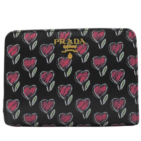 PRADA 
愛心印花水波紋扣式中夾