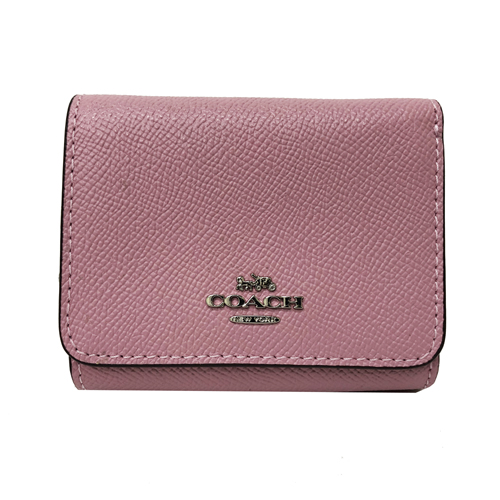 【COACH】經典 LOGO 防刮牛皮多卡片夾層短夾(柔瑰粉)