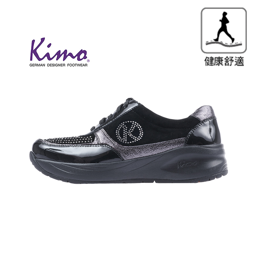 【Kimo 德國手工氣墊鞋】※守護足底健康※高機能時尚閃鑽大K簡約舒適健康鞋(都市黑KAIWF160043)