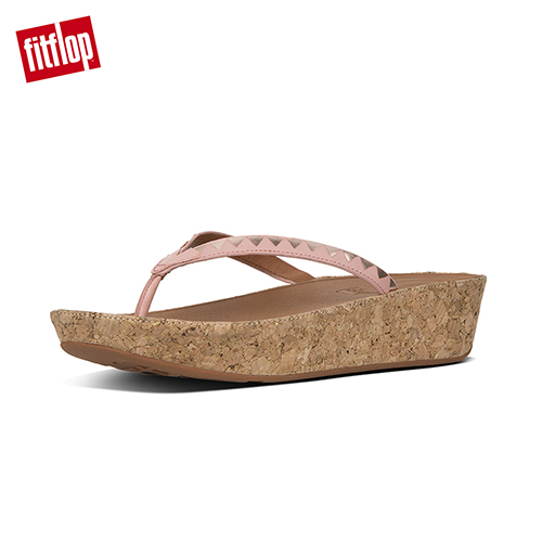 【FitFlop】LINNY TOE-THONG SANDALS - ZIGZAG MIRROR 灰粉/玫瑰金