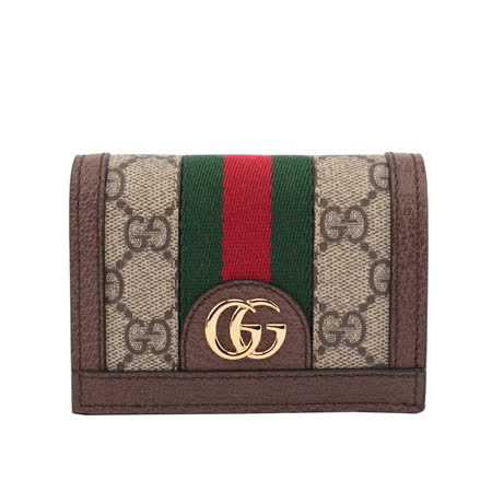 【GUCCI】GG supreme Ophidia卡片小短夾(綠紅色) 523155 96IWG 874