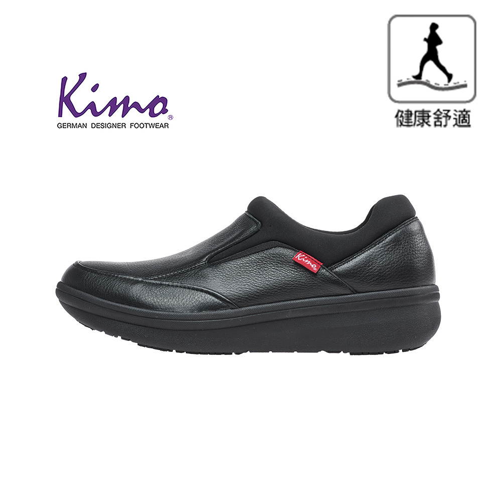 【Kimo 德國手工氣墊鞋】※守護足底健康※高機能雙材質真皮彈性萊卡舒適男性健康鞋(都市黑KAIWM027013)