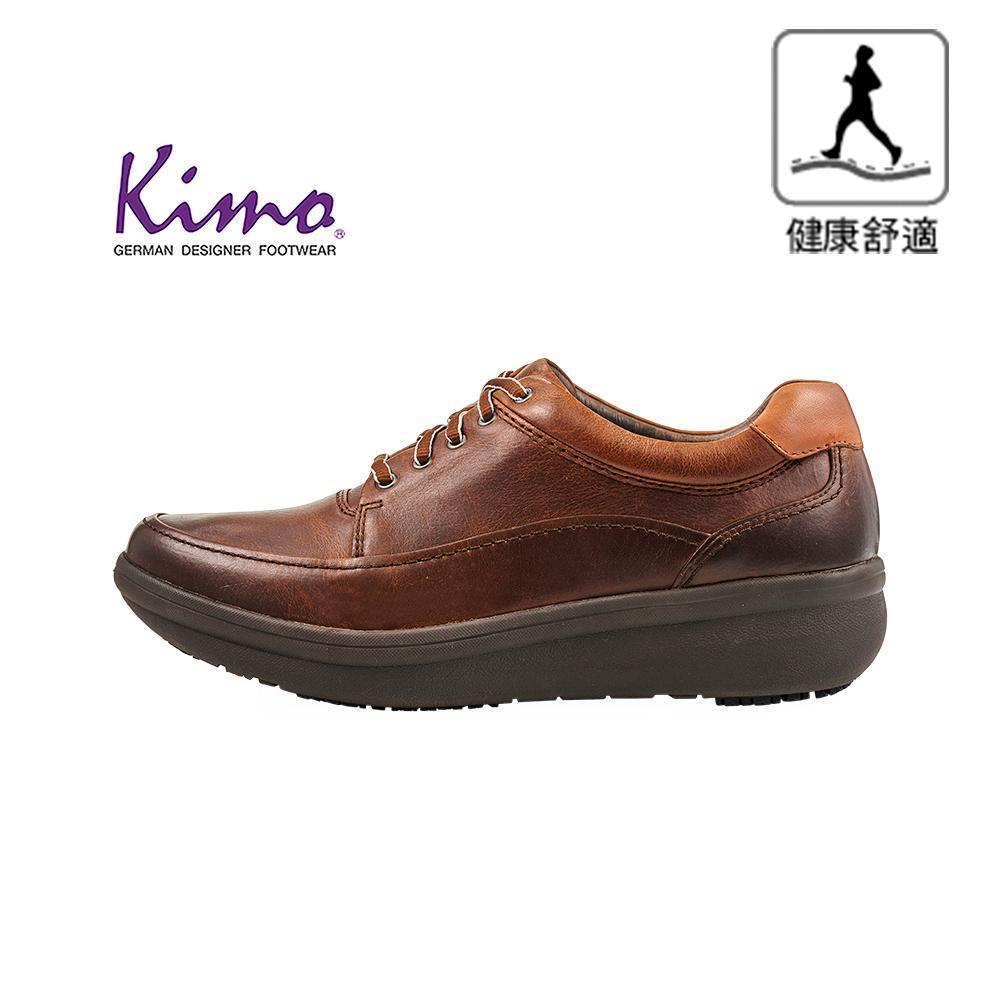 【Kimo 德國手工氣墊鞋】※守護足底健康※高機能城市風真皮彈性萊卡舒適男性健康鞋(成熟咖KAIWM027028)
