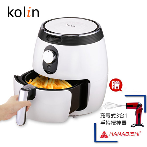 KOLIN歌林 旋風無油健康氣炸鍋KBO-MNR361送充電式手持攪拌器