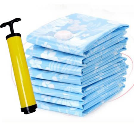 市場最厚產品 BC010  真空收納袋11件組送抽氣泵 藍色 0.12mm真空壓縮袋 收納袋 壓縮袋 衣物收納 防塵袋