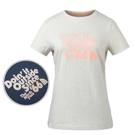 【美國 The North Face】女 FlashDry 閃電快乾短袖圓領快排衫.機能性吸濕排汗衣/3CJC 乳白 V