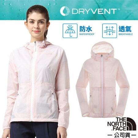 【美國 The North Face】女款 防風防水透氣連帽外套.夾克/風雨衣_3CHS-FN4 粉櫻白 V