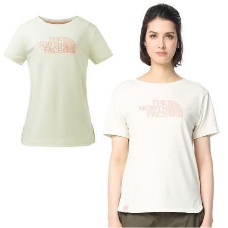 【美國 The North Face】女款 FlashDry 閃電快乾短袖圓領快排衫.機能性吸濕排汗衣/3GCG 白 V