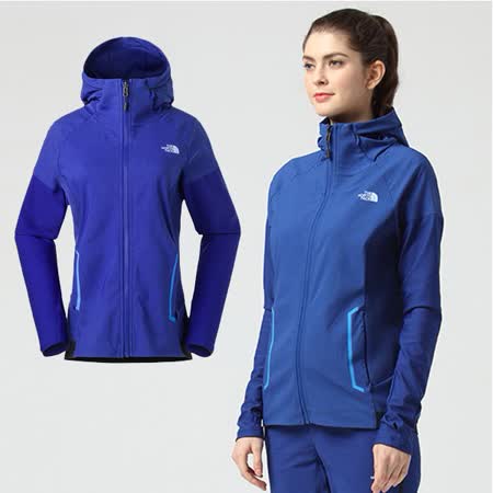 【美國 The North Face】女款 WindWall 防風防潑透氣連帽外套.輕量機能運動夾克/3CHV 藍 V