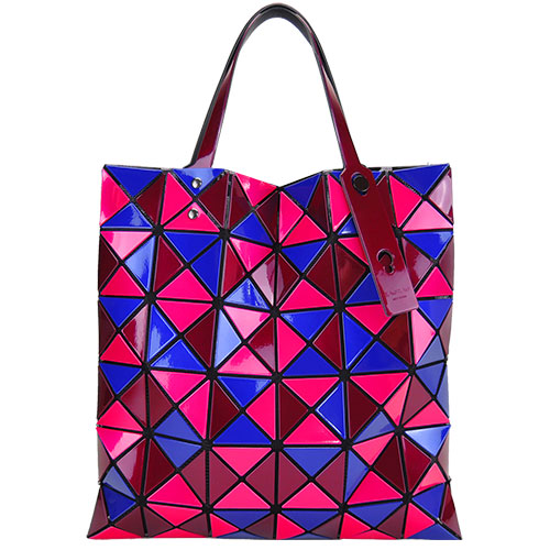 ISSEY MIYAKE 三宅一生BAOBAO三色方格6x6手提包(紅紫桃)