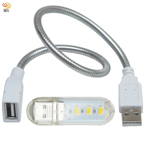 月陽USB超亮3LED燈檯燈閱讀燈小夜燈手電筒送蛇頸延長線(HL3SL)