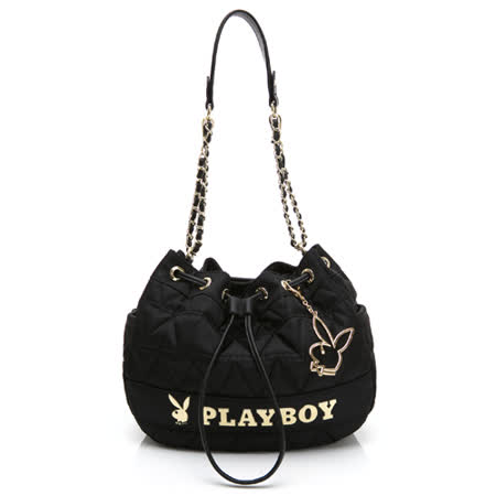 PLAYBOY 鍊帶抽繩水桶包 金典小兔系列