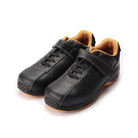 (男) PAMAX 鞋帶式黏帶鋼頭安全鞋 黑 男鞋 鞋全家福