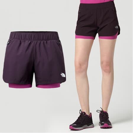 【美國 The North Face】女款 FlashDry-XD 閃電快乾耐磨運動短褲.慢跑褲_3LE8 紫 V